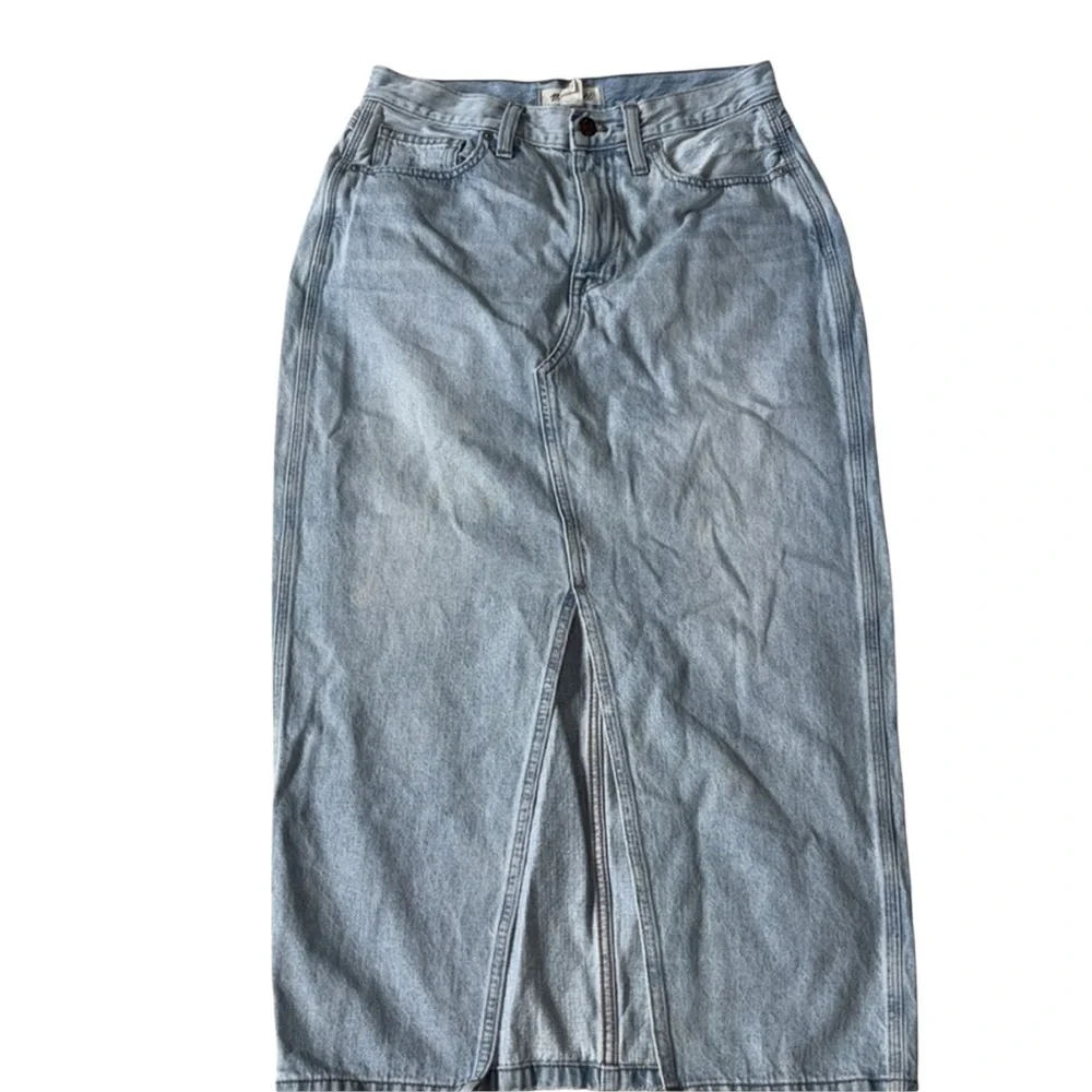 Madewell The Rilee Blue Jean Denim Midi Skirt Size 27